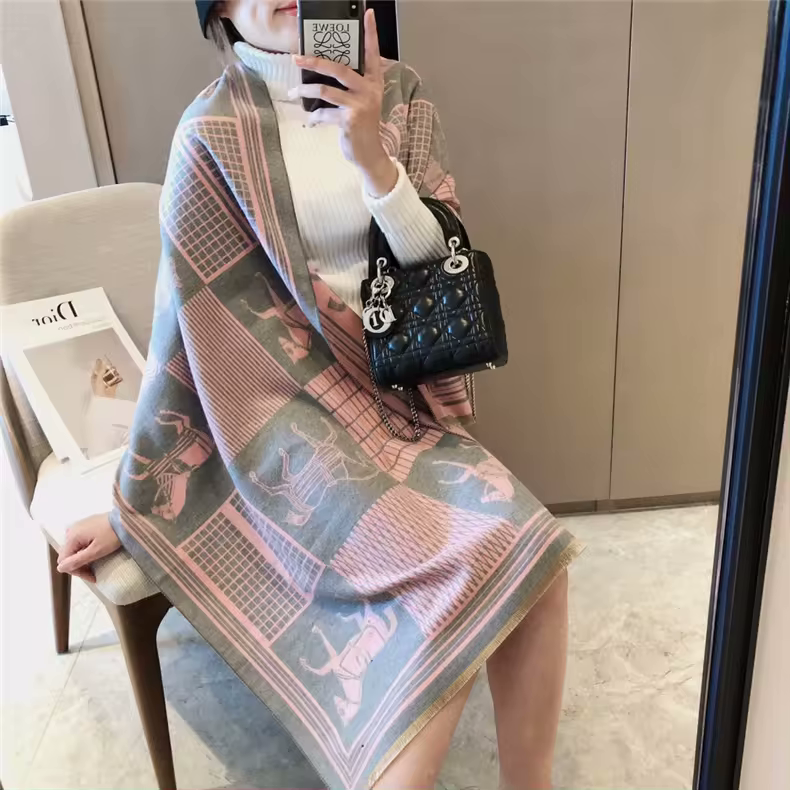 CAMERON Horse design, Cashmere Blend Pashmina/Shawl - 180 x 65 cms