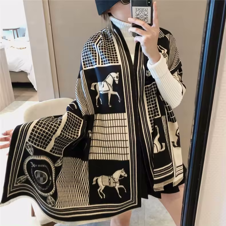 CAMERON Horse design, Cashmere Blend Pashmina/Shawl - 180 x 65 cms