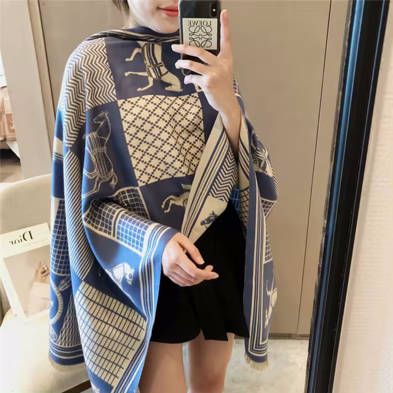 CAMERON Horse design, Cashmere Blend Pashmina/Shawl - 180 x 65 cms