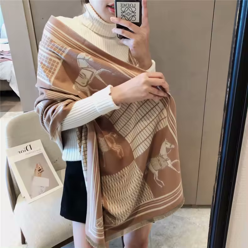 CAMERON Horse design, Cashmere Blend Pashmina/Shawl - 180 x 65 cms