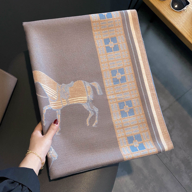KACE Horse Design Cashmere Blend Pashmina/Shawl - 180 x 65 cms