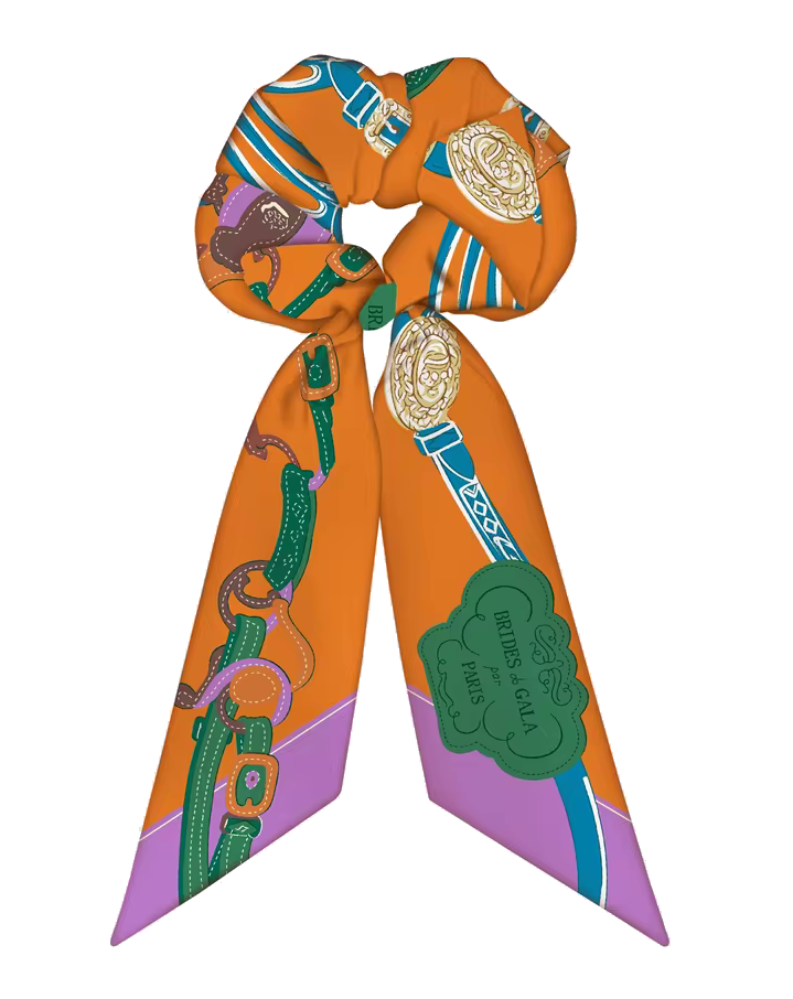 ORLEANS SCRUNCHIE TWILLY COMBO Horse Design Hair Tie with Ribbon