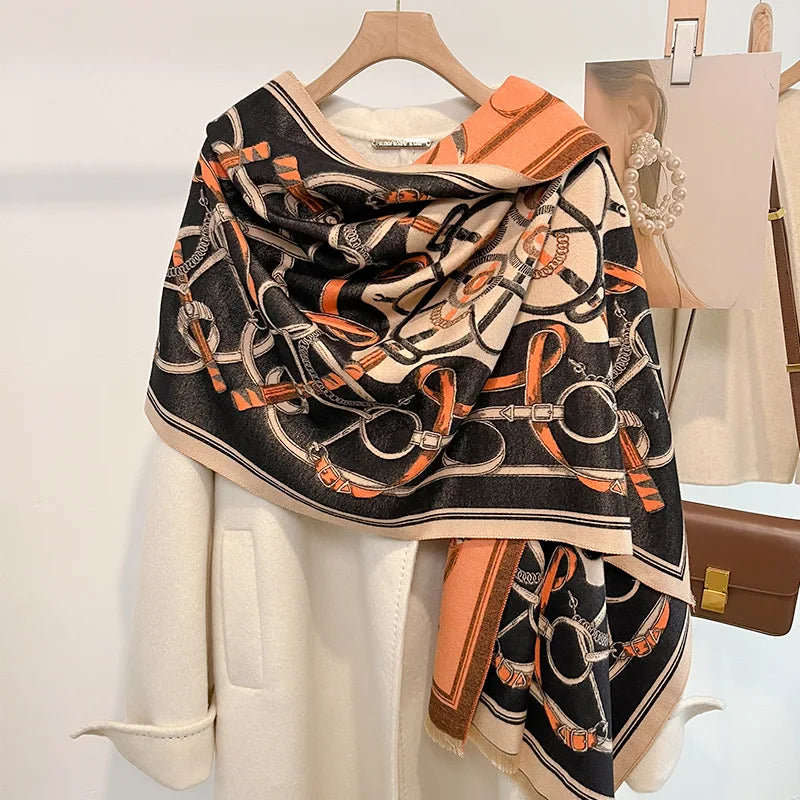 PORTIA Horse Design, Cashmere Blend Pashmina/Shawl - 180 x 65 cms