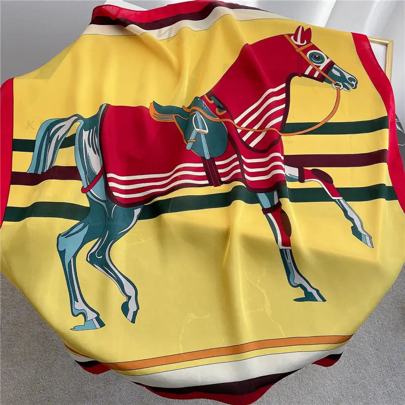 MAREN Horse Design, Satin Scarf - 70 x 70 cms