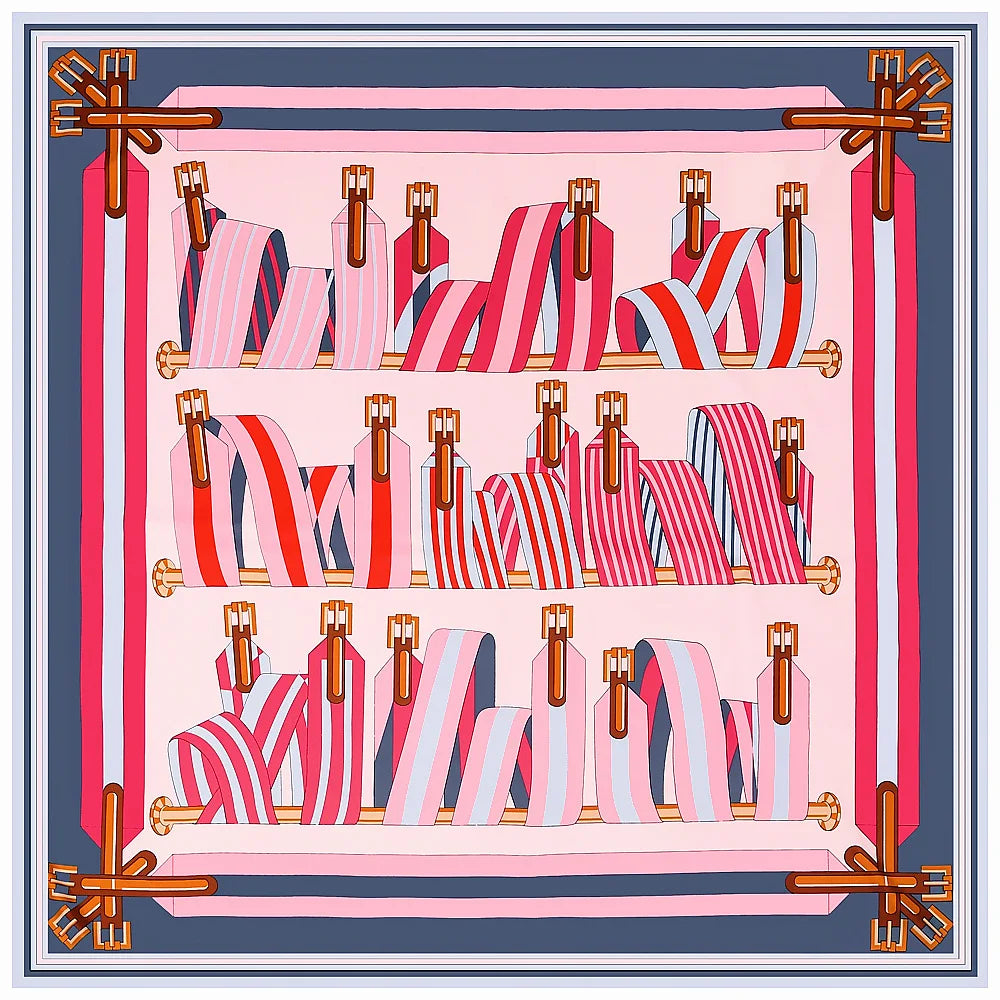 LUNA Horse Design, Made-Made Silk Twill Scarf - 130 x 130 cms