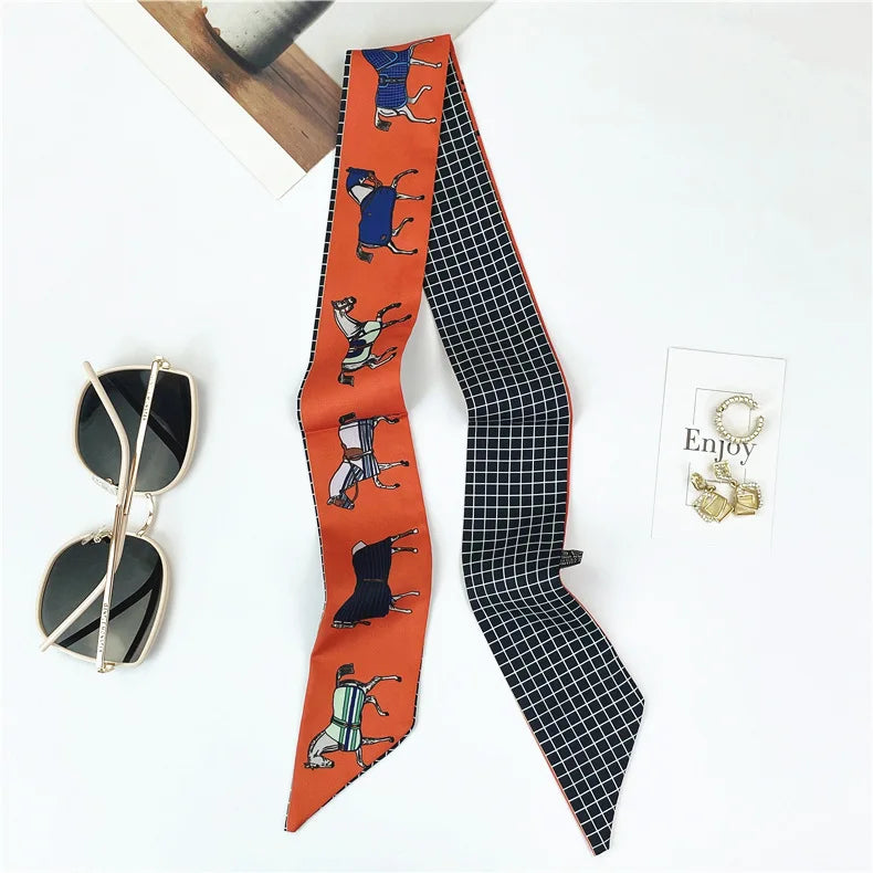 STEPHANIE Horse Design Twilly Scarf, Hair or Handbag Tie - 85 x 5 cms