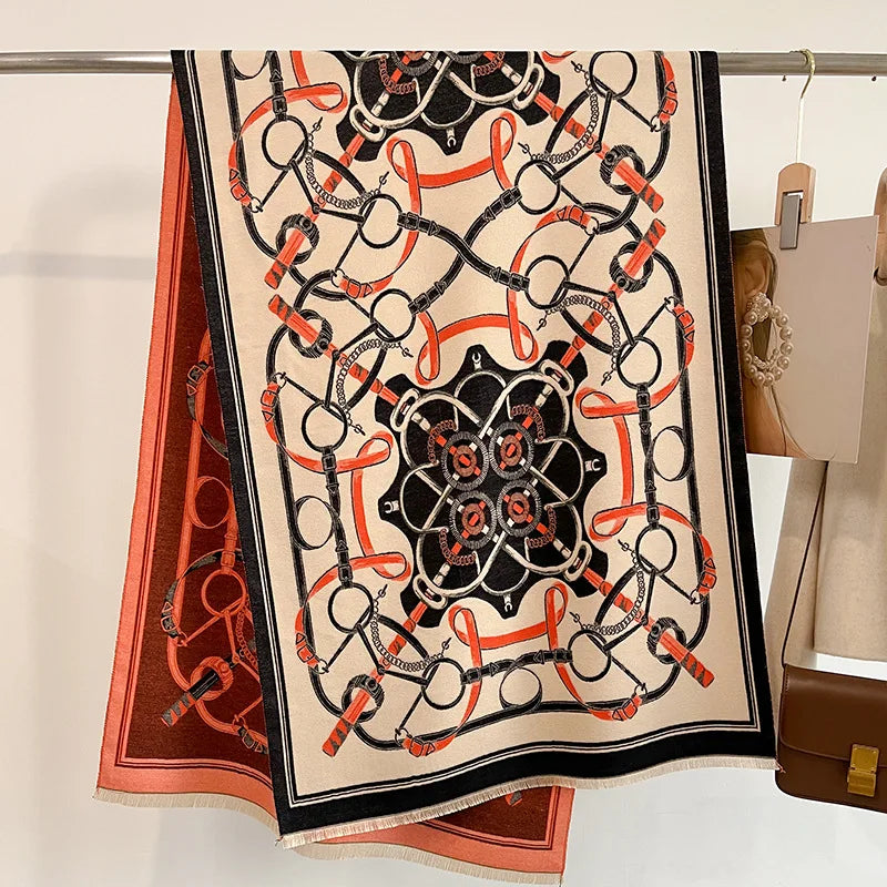 PORTIA Horse Design, Cashmere Blend Pashmina/Shawl - 180 x 65 cms