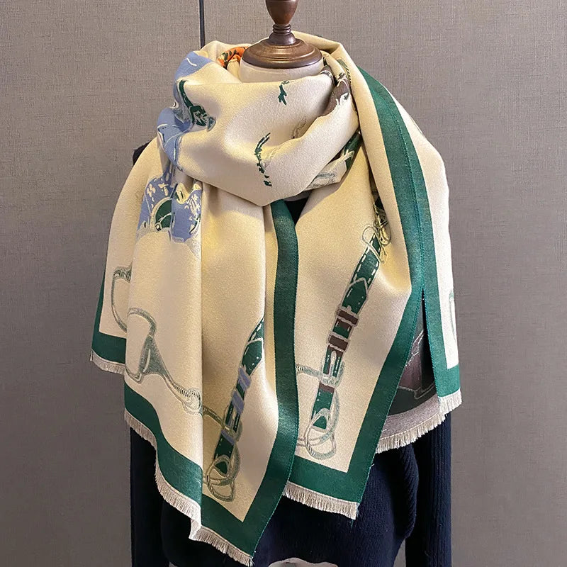 POPPY Horse Design, Cashmere Blend Pashmina/Shawl - 180 x 65 cms