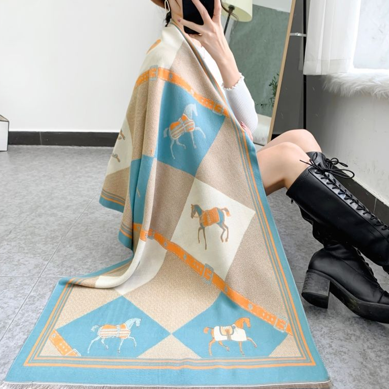 EULA Horse Design Cashmere Blend Pashmina/Shawl - 180 x 65 cms