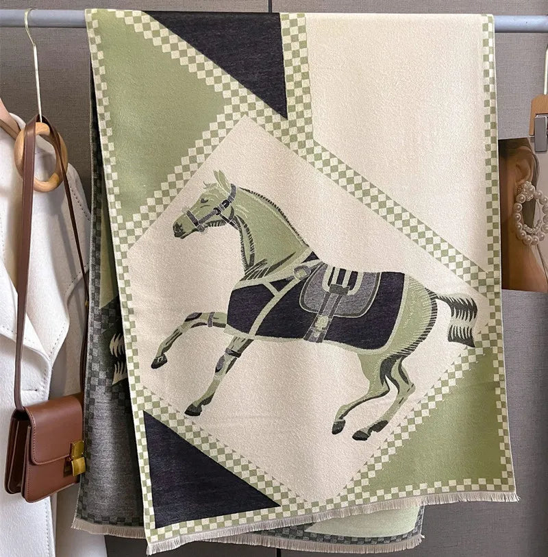 KERRYN Horse Design, Cashmere Blend Pashmina/Shawl - 180 x 65 cm