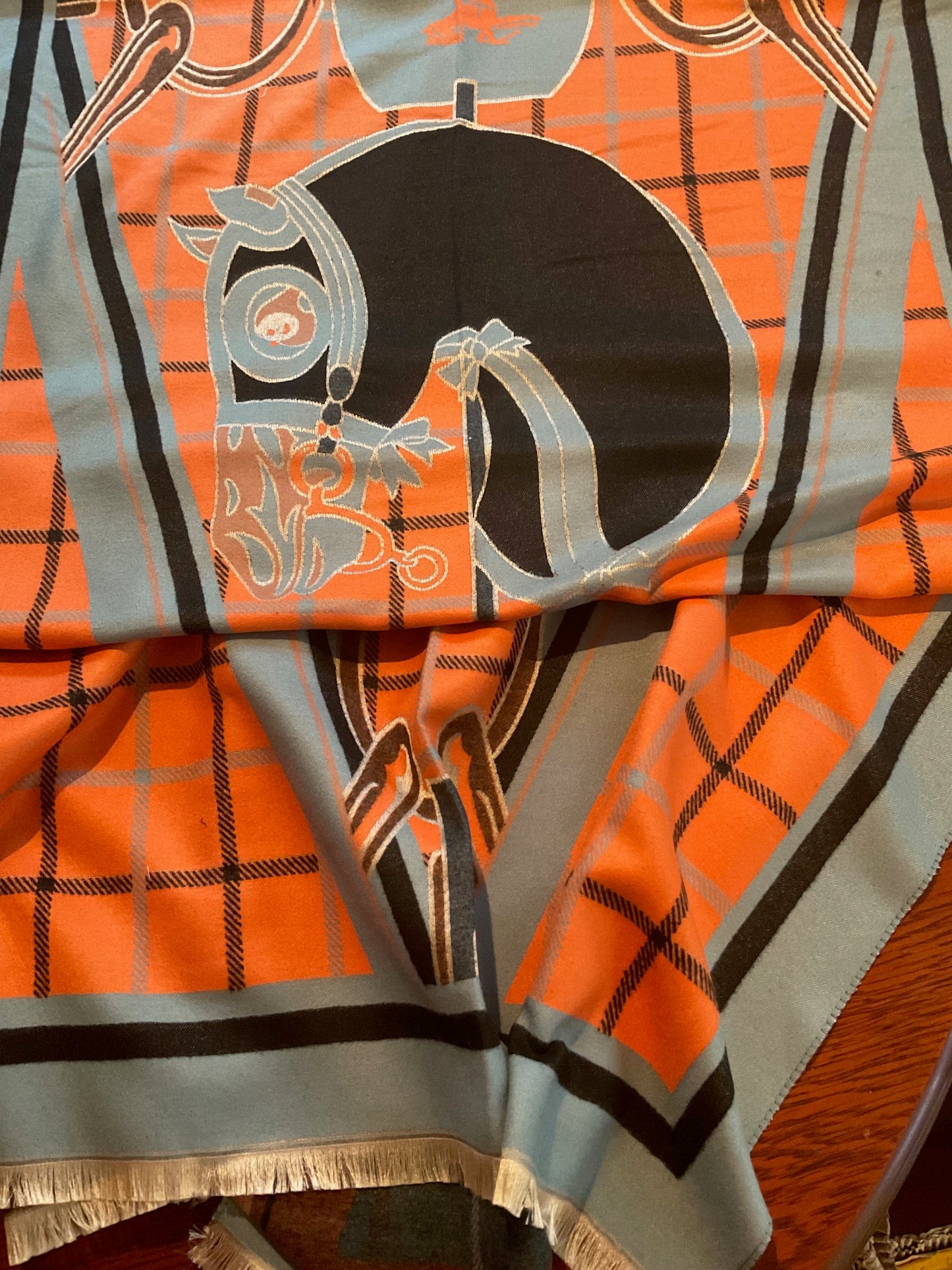 JENNA Horse Design Cashmere Blend Pashmina/Shawl - 180 x 65 cms