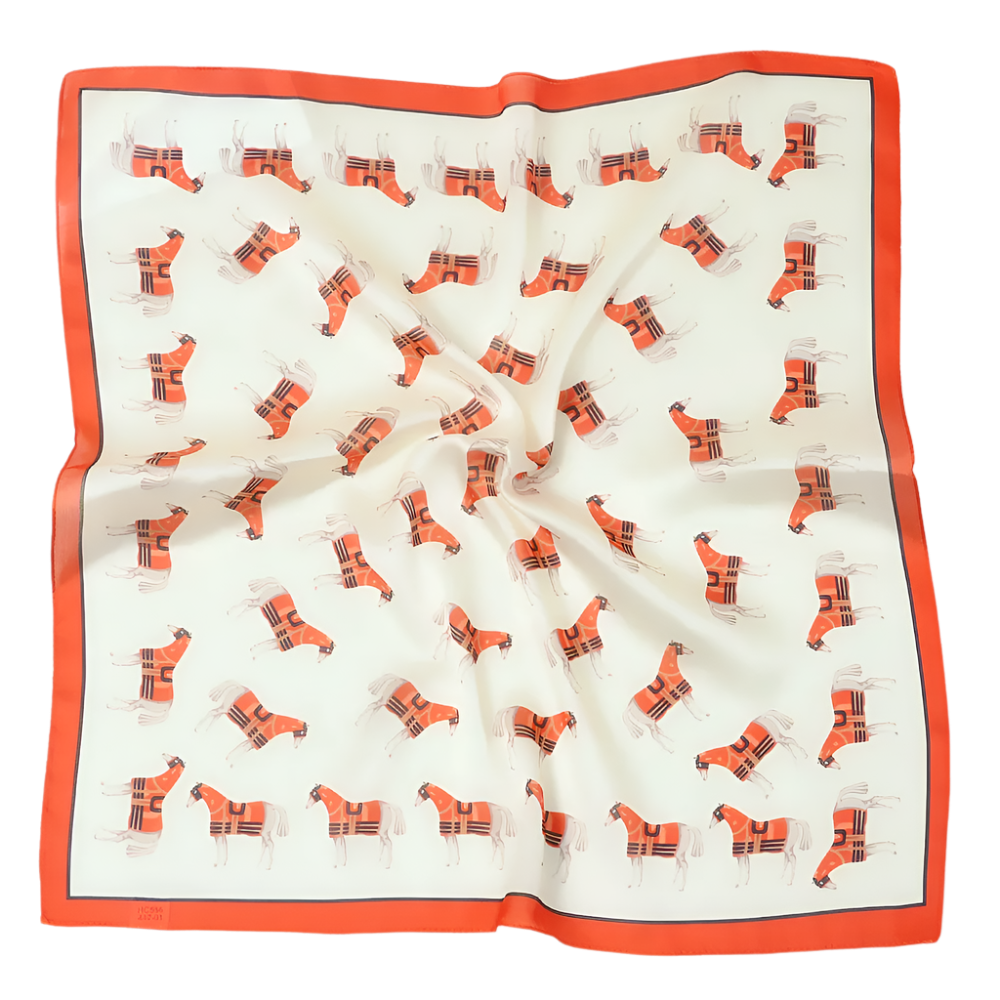 SIENNA Horse Design, Man-Made Silk Chiffon Scarf - 53 x 53 cm