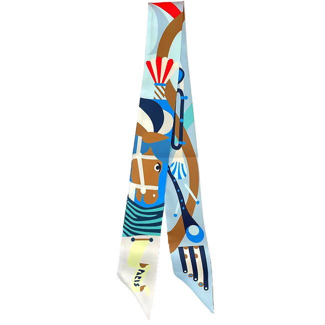 GIVERNY Horse Design Twilly Scarf, Hair or Handbag Tie - 85 x 5 cms