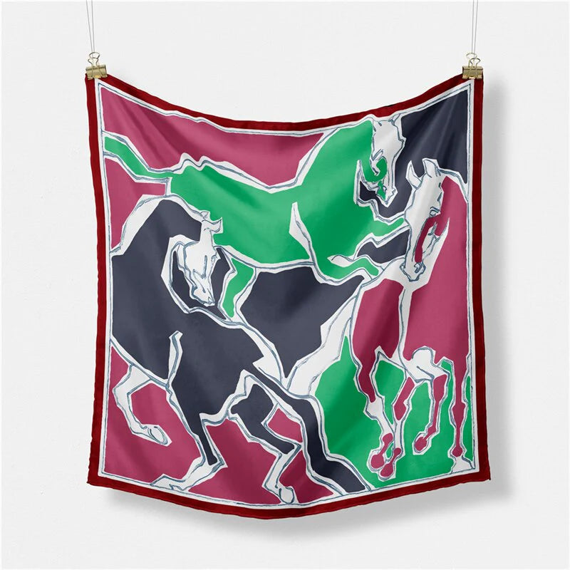 TABITHA Horse Design Twill Scarf - 60 x 60 cms