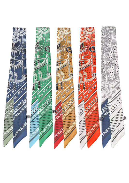 ATLANTA Horse Design Twilly Scarf, Hair or Handbag Tie - 85 x 5 cms