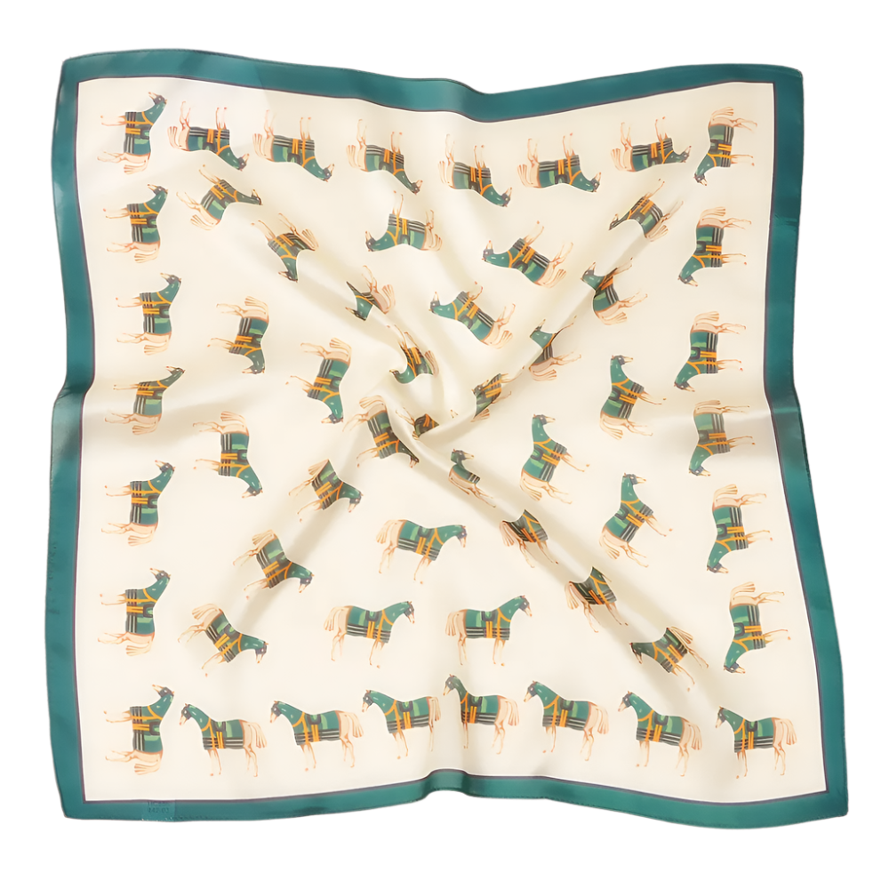 SIENNA Horse Design, Man-Made Silk Chiffon Scarf - 53 x 53 cm