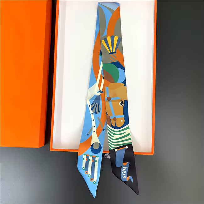 GIVERNY Horse Design Twilly Scarf, Hair or Handbag Tie - 85 x 5 cms