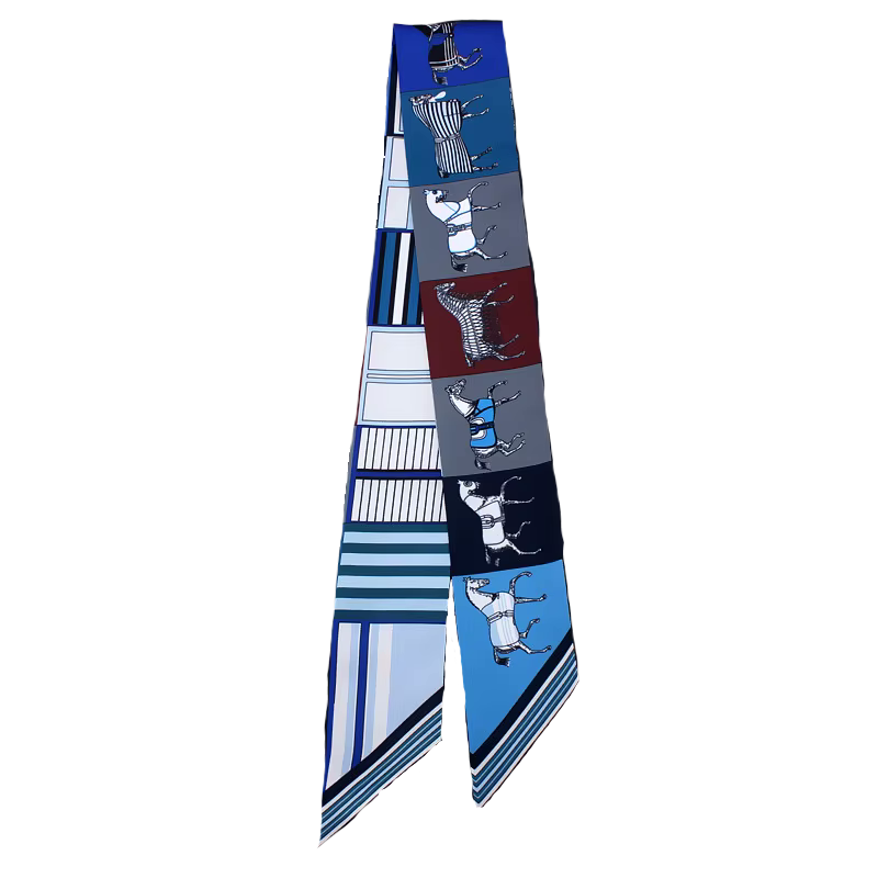 FELICITY Horse Design Twilly Scarf, Hair or Handbag Tie - 85 x 5 cms