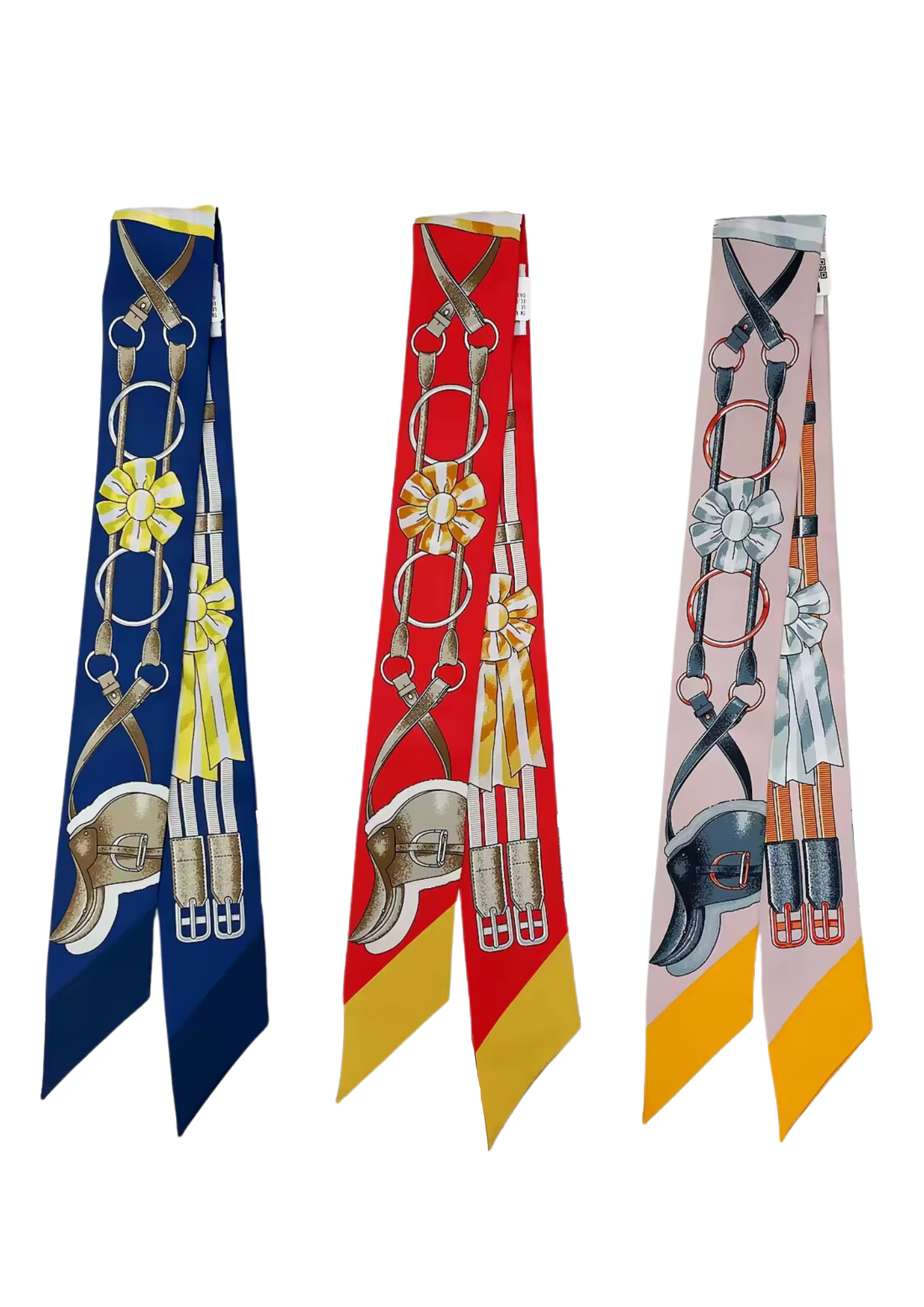 ORLANDO Horse Design Twilly Scarf, Hair or Handbag Tie - 85 x 5 cms PURE SILK