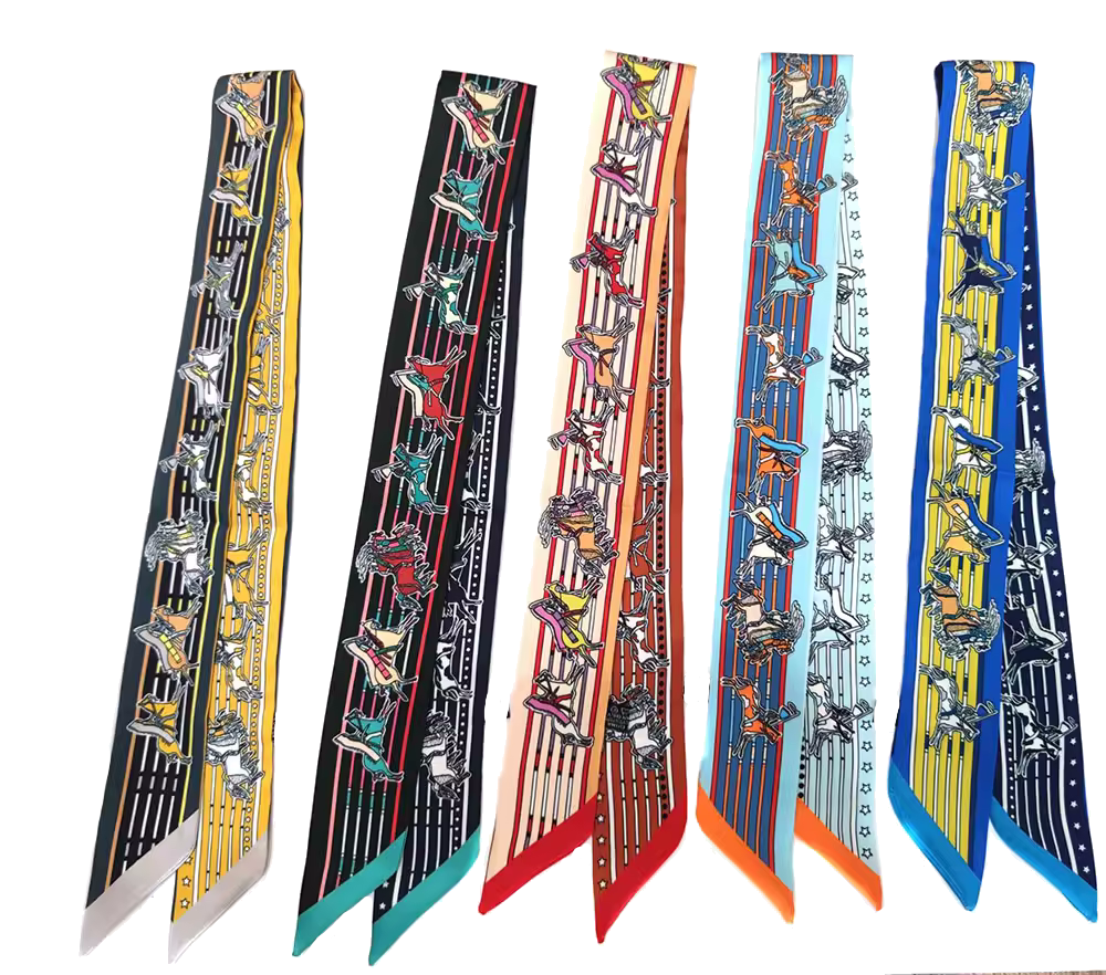 ATHENS Horse Design Twilly Scarf, Hair or Handbag Tie - 85 x 5 cms