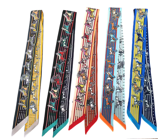 ATHENS Horse Design Twilly Scarf, Hair or Handbag Tie - 85 x 5 cms