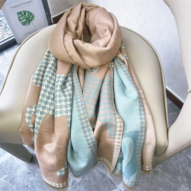 HAZEL Horse Design, Cashmere Blend Pashmina/Shawl - 180 x 65 cms