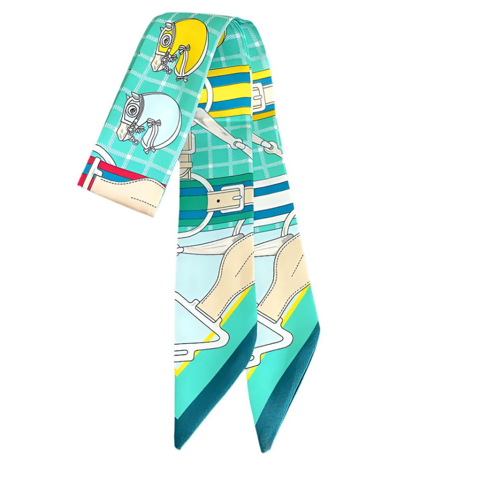PARIS Horse Design Twilly Scarf, Hair or Handbag Tie - 85 x 5 cms