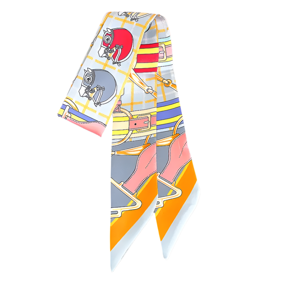 PARIS Horse Design Twilly Scarf, Hair or Handbag Tie - 85 x 5 cms