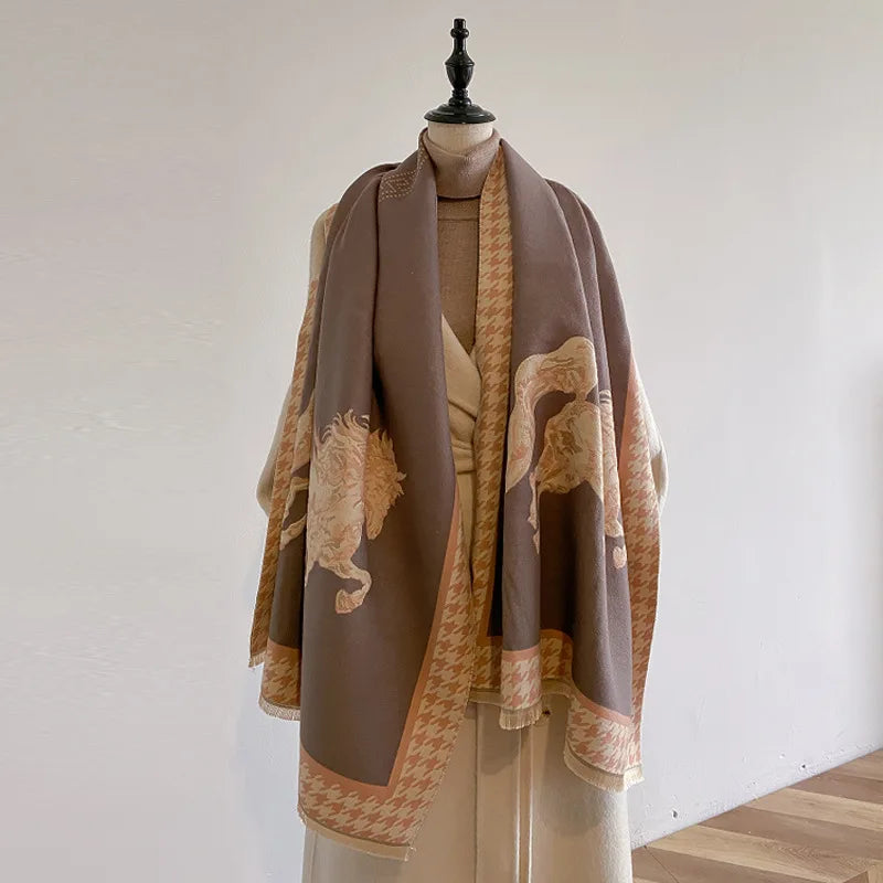 FAYE Horse Design, Cashmere Blend Pashmina/Shawl - 180 x 65 cms