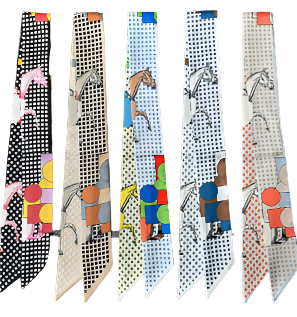 MATILDA Horse Design Twilly Scarf, Hair or Handbag Tie - 85 x 5 cms