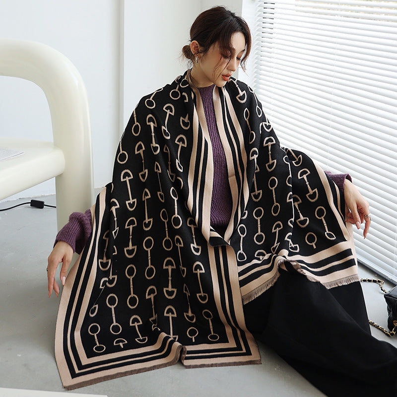 SAMUS Horse Design Cashmere Blend Pashmina/Shawl - 180 x 65 cms