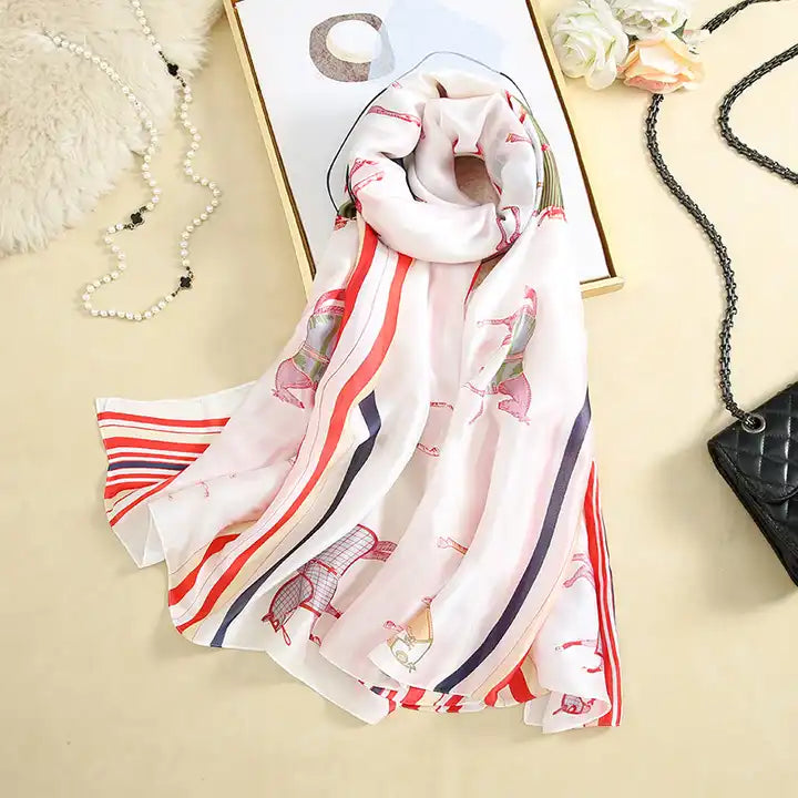 TYLER Horse Design, Man-Made Silk Chiffon Scarf - 180 x 90 cms