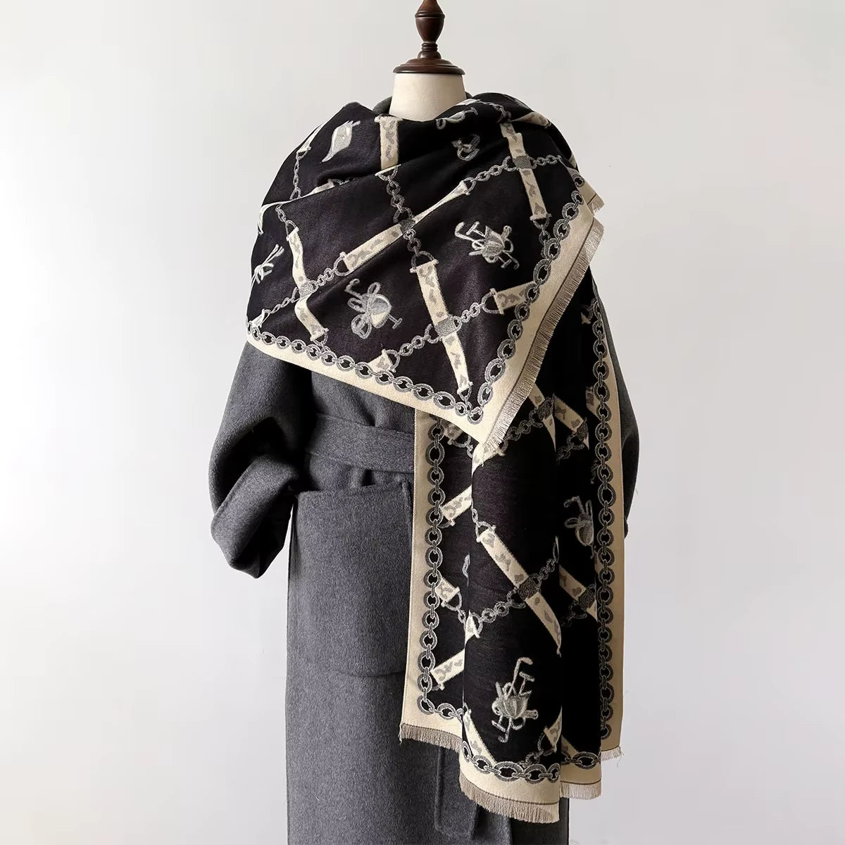 LISA Horse Design, Cashmere Blend Pashmina/Shawl - 180 x 65 cms