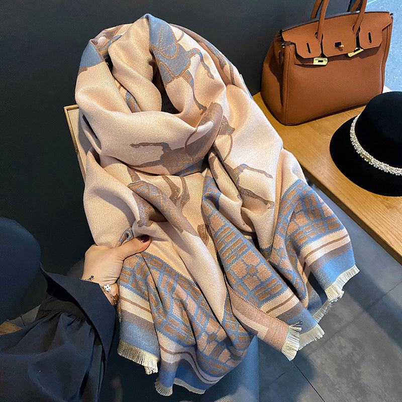 KACE Horse Design Cashmere Blend Pashmina/Shawl - 180 x 65 cms