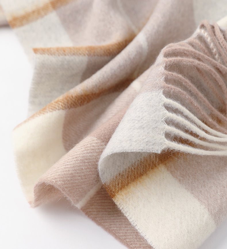 GEORDI Pure Cashmere Plaid Scarf - 164 x 46 cms