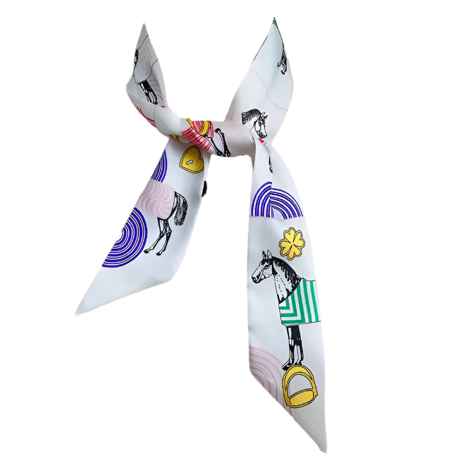 CHARITY Horse Design Twilly Scarf, Hair or Handbag Tie - 85 x 5 cms
