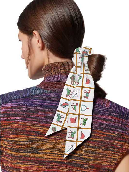 CARTER SCRUNCHIE TWILLY COMBO Horse Design Hair Tie with Ribbon