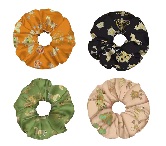 CHANTAL Horse Design Twill Hair Scrunchie