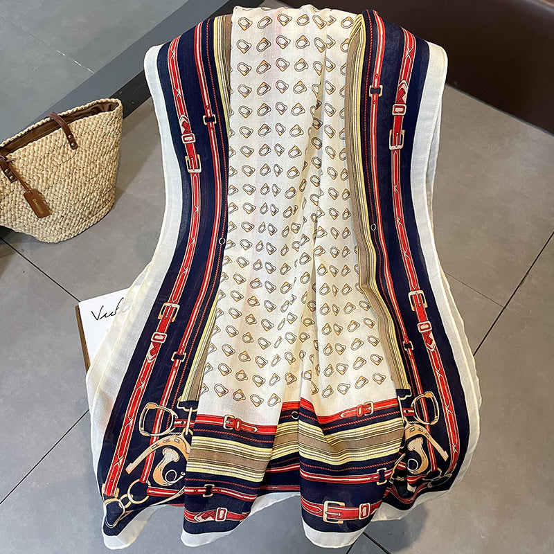 CLARA Horse Design, Linen Look Glitter Scarf - 180 x 90 cms