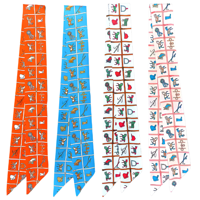 CARTER Horse Design Twilly Scarf, Hair or Handbag Tie - 85 x 5 cms