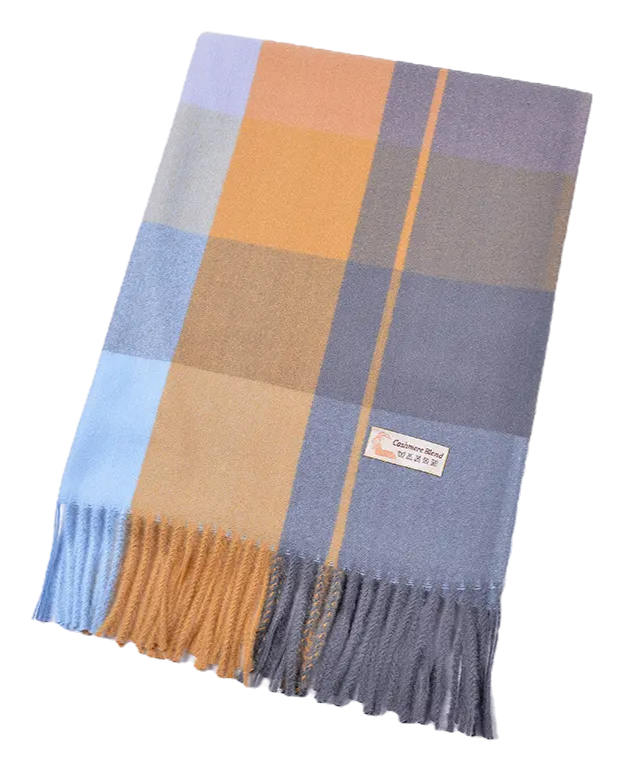 HELIOS Cashmere Blend Plaid Scarf - 180 x 65 cms