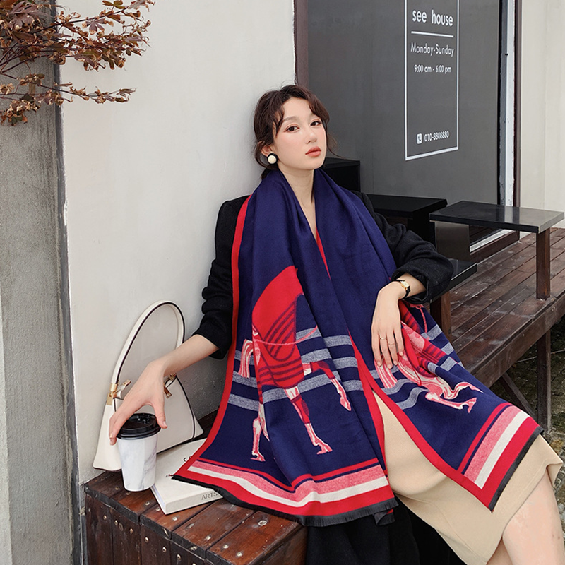 LYNETTE Horse Design, Cashmere Blend, Pashmina/Shawl 180 x 65 cms