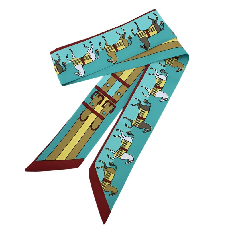 PAULETTE Horse Design Twilly Scarf, Hair or Handbag Tie - 85 x 5 cms