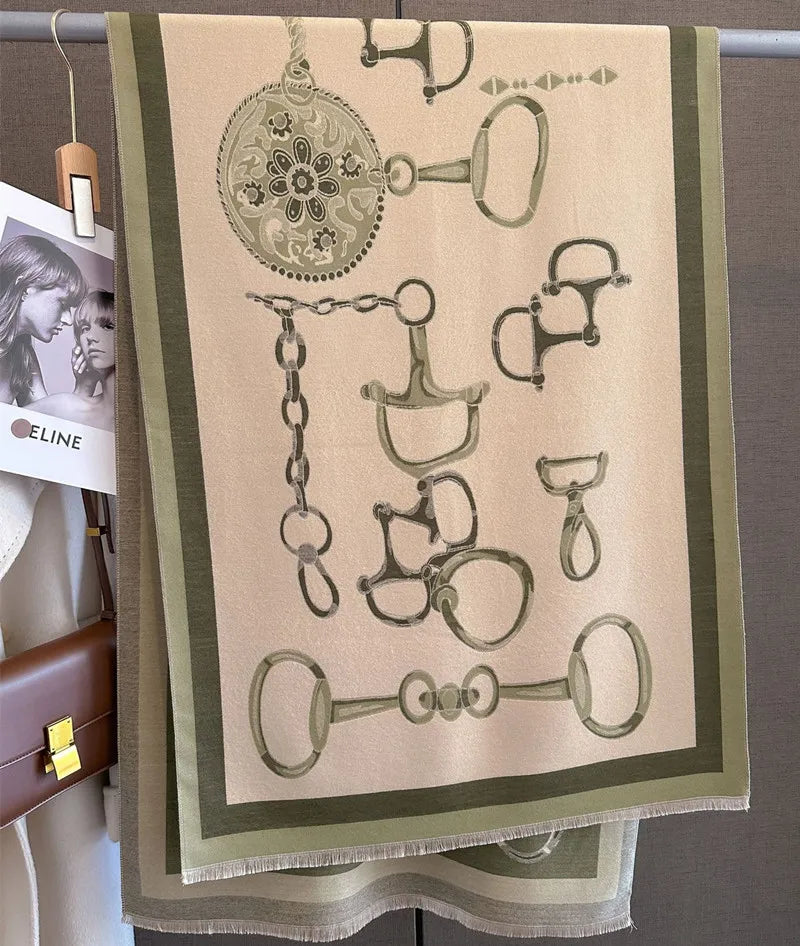 NOLA Horse Design, Cashmere Blend Pashmina/Shawl - 180 x 65 cms