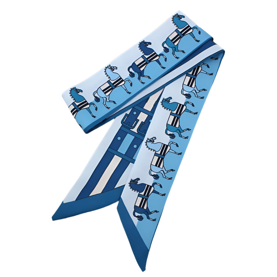 PAULETTE Horse Design Twilly Scarf, Hair or Handbag Tie - 85 x 5 cms