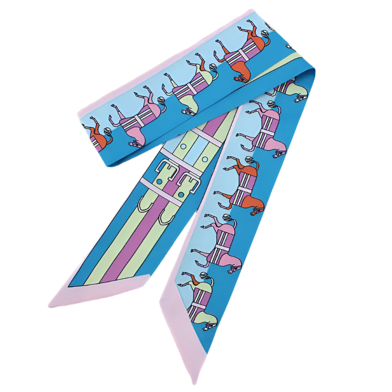 PAULETTE Horse Design Twilly Scarf, Hair or Handbag Tie - 85 x 5 cms