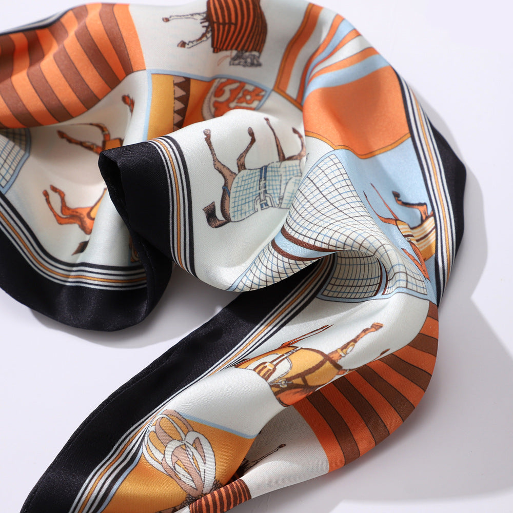 ROSE Horse Design Satin Necktie/Scarf with Magnetic Clip - 13 x 60 cms