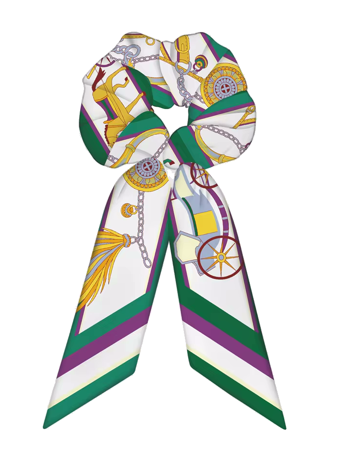 TERRI SCRUNCHIE TWILLY COMBO Horse Design Hair Tie with Ribbon