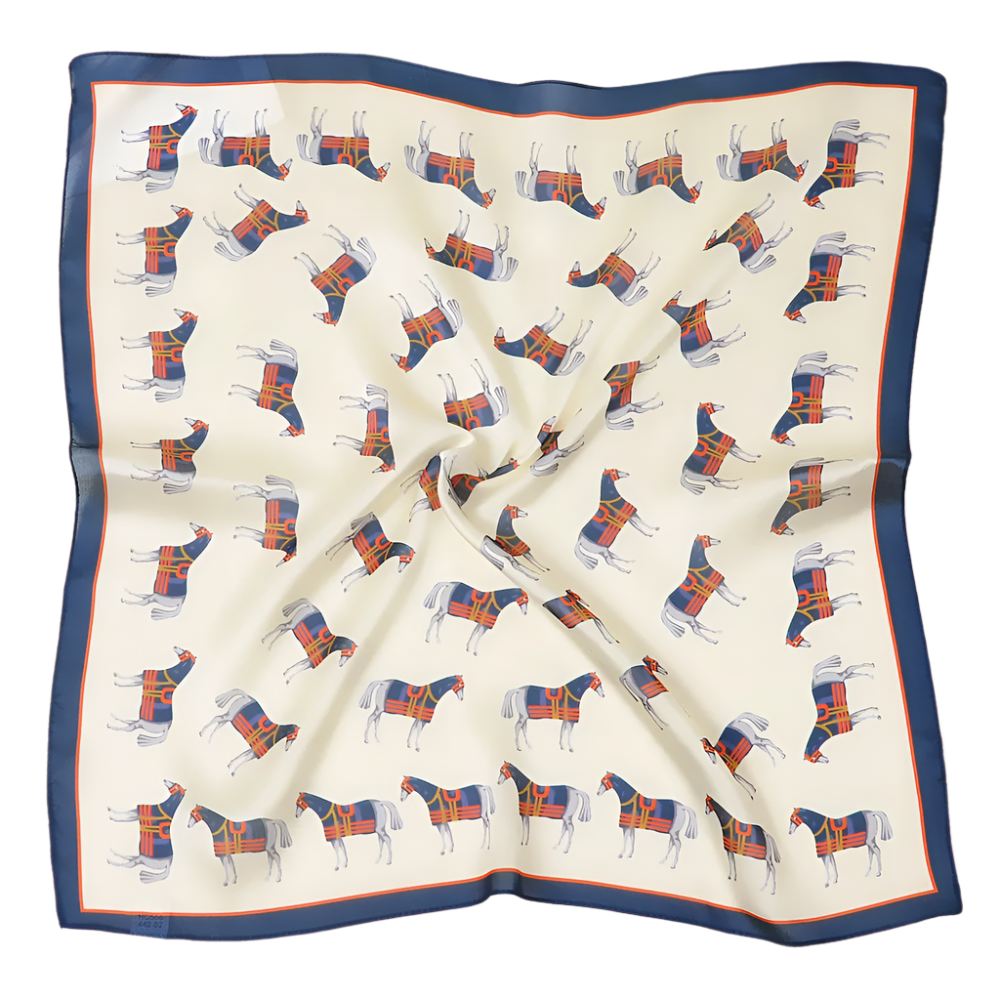 SIENNA Horse Design, Man-Made Silk Chiffon Scarf - 53 x 53 cm