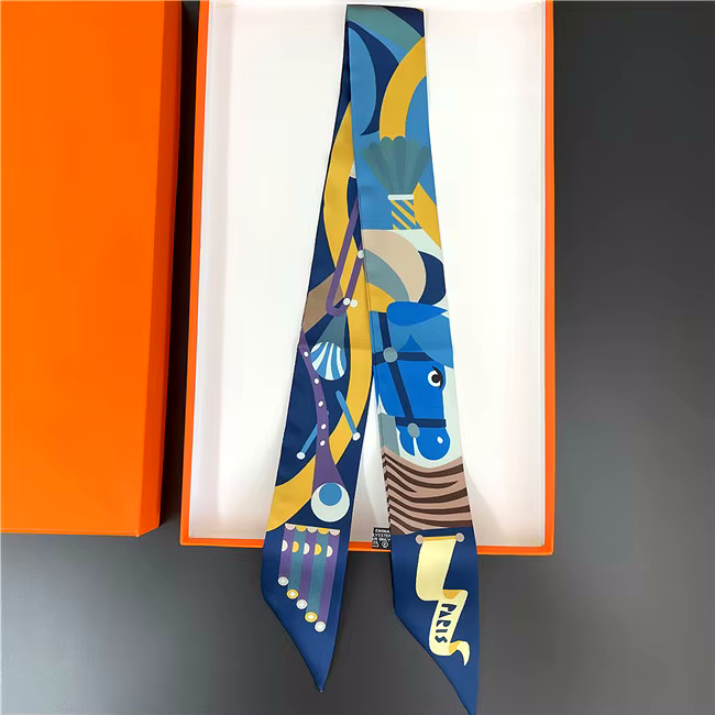 GIVERNY Horse Design Twilly Scarf, Hair or Handbag Tie - 85 x 5 cms
